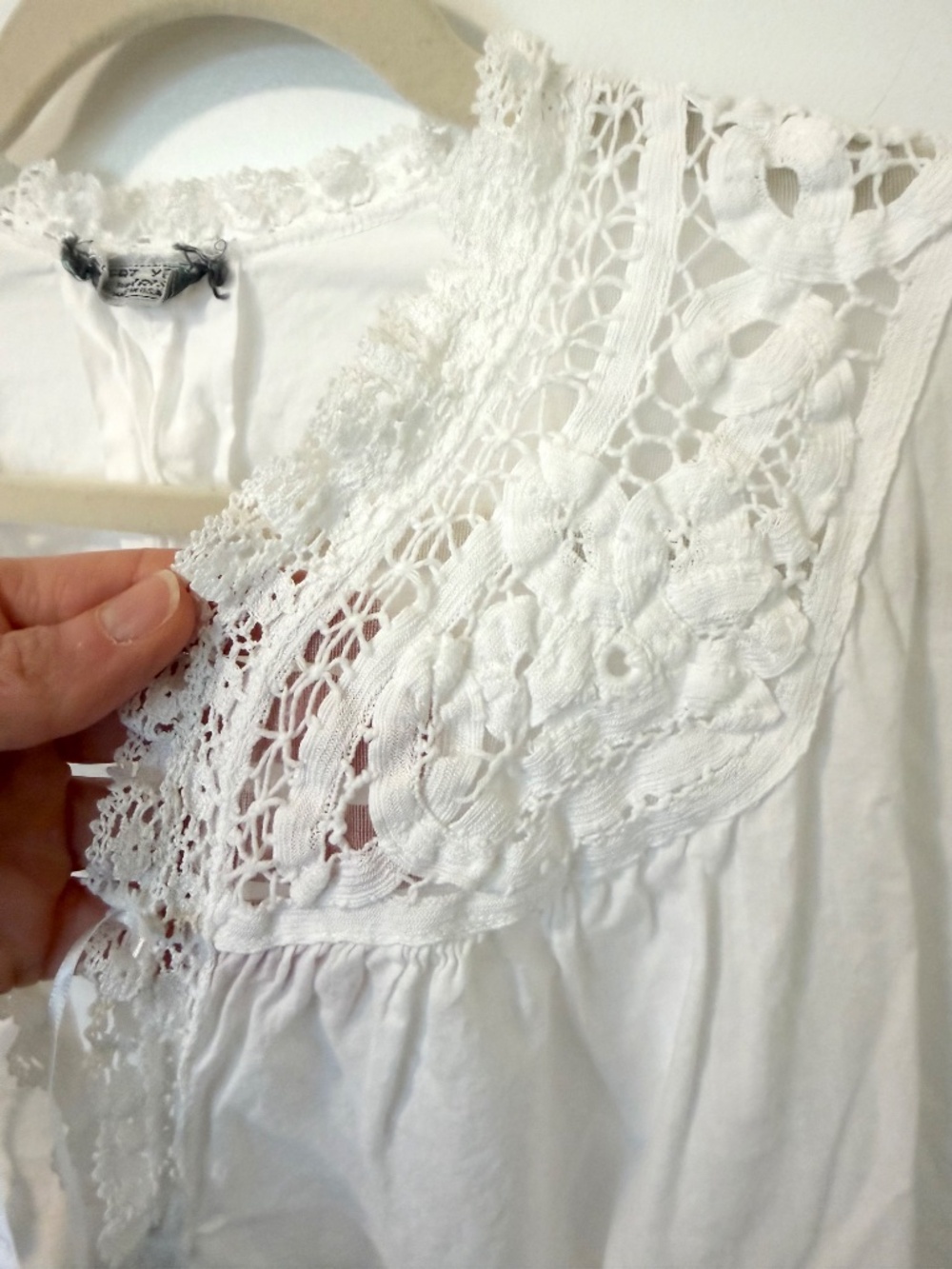 Bert Yellin for Iris Vintage Nightgown, Crisp Bright White with Embroidery - Picture 3 of 7